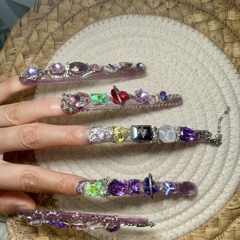 Handmade heavy drill full luxury extra long 10cm nails Handmade heavy drill full luxury extra long 10cm nails