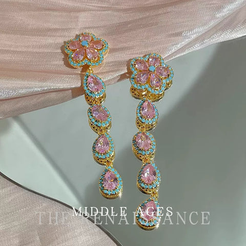 Heavy industry color treasure powder zircon earrings