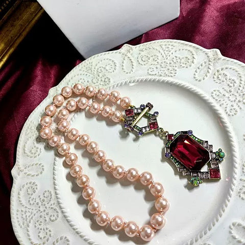 Light luxury high-grade pearl ruby necklace