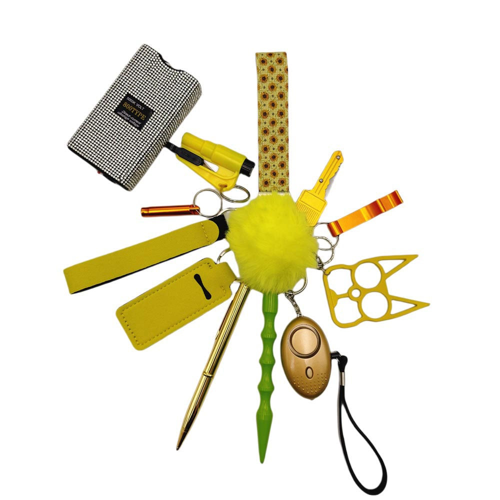 Keychain Set for Girls & Women 10pcs With Minisuitcase - Yellow