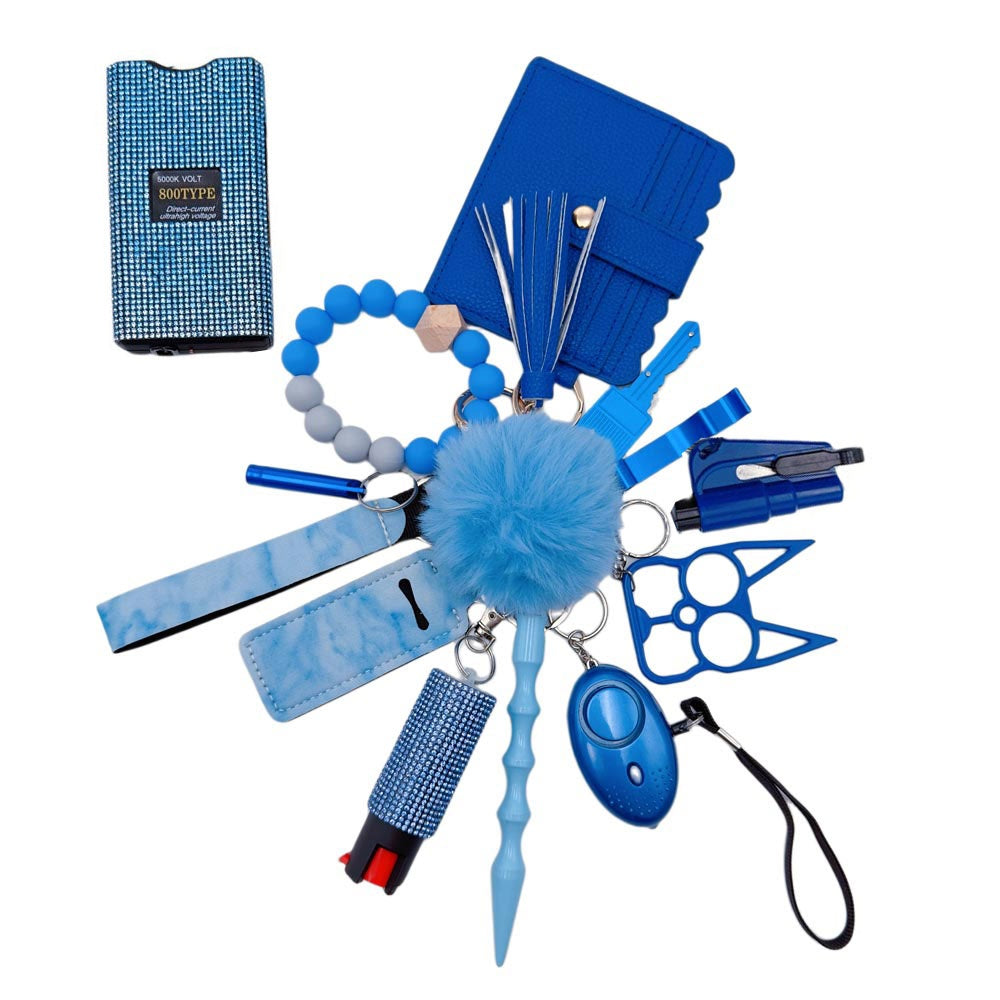 14pcs kechain sets with Wristlet Bracelet Wallet f