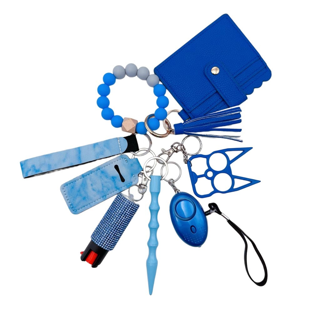 8pcs kechain sets with Wristlet Bracelet Wallet fo